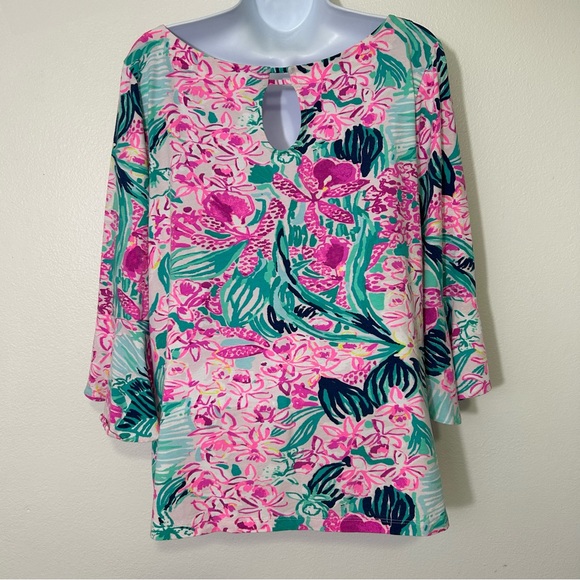 Lilly Pulitzer Womens Size Large Multi Color 3/4 Sleeve Top - Picture 4 of 9